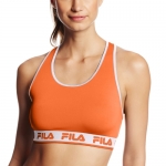 Fila Women's Logo Elastic Bra, Orange Clownfish/White, Medium