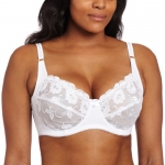 Carnival Womens Full Figure Embroidered Soft Cup Underwire Bra, White, 34B
