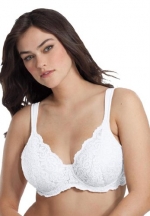 Leading Lady Women's Plus-Size Bra Padded Lace Cups Underwire, White, 36G
