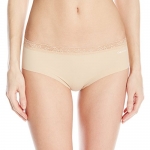 Calvin Klein Women's Perfectly Fit Invisibles with Lace Hipster Panty, Bare, Large