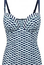 Cleo by Panache Lucille Molded Plunge Tankini Swim Top (CW0061) 28H/Nautical Print