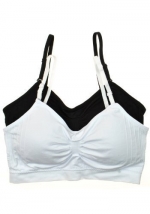 2 or 4 PACK: Seamless Removable Strap Bras,One Size,Black/White.Black/White