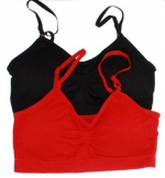 2 or 4 PACK: Seamless Removable Strap Bras,One Size,Red/black.Red/black
