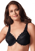 Amoureuse Women's Plus Size Embroidered Front Hook Underwire Bra (BLACK,38 DD)