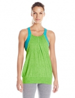 tasc Performance Women's Flow Loose Fit Fitness Yoga Running Moisture Wick Banded Cami with Bra, Small, Green Flash Iris/Baltic