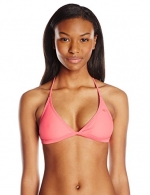 O'Neill Juniors Salt Water Solids Peace Back Bikini Top, Bright Peach, Medium