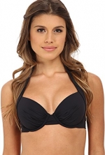 Tommy Bahama Women's Pearl Solids Underwire Full Molded Cup Bra Black Swimsuit Top 32C