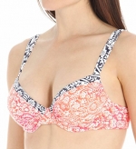 Tommy Bahama Women's Medallion Over The Shoulder Underwire Bra Coral Swimsuit Top 34B