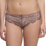 Sweet Intimates Sexy Floral Lace Overlay Bikini Brief Panty Brown/Gray Small