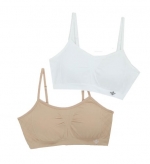 Lily of France Women's Dynamic Duo 2-Pack Seamless Bralette 2171941 Barely Beige/White Large/X-Large