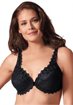 Amoureuse Women's Plus Size Embroidered Front Hook Underwire Bra (Black,38 B)