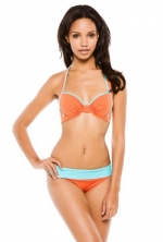 Tommy Bahama Women's Underwire Halter Bra Bikini Top Ginger/Capri 36DD