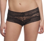 Sweet Intimates Women's Ultra Sheer Lace Detail Black Bikini Brief Panty Small