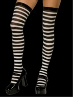 Striped Sheer Thigh High (Black, OS)