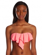 O'Neill Juniors Salt Water Solids Bandeau Bikini Top, Bright Peach, Small