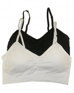 Coobie Women's Strappy Scoopneck Bra (Full Size, Black & White)