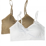 Coobie Women's Strappy Scoopneck Bra (Full Size, White & Nude)