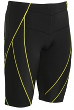 CW-X Men's Endurance Generator Shorts, Black/Green/Yellow, Small