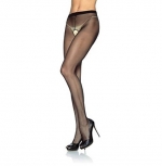Sheer Nylon Crotchless Pantyhose (Queen, BLACK)