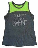 Sports Katz Womens 'Meet Me at the Barre' Tank Slate/Lime X-Large