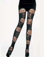 Lycra Sheer Roses Panty Hose (Black;One Size)
