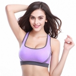 Women Beauty Care Sports Vest Yoga Bra Gym Wear Wire Free Push-up Seamless Crossed Back Tank Top Vest Color: Purple Size L