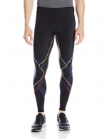 CW-X Men's Stabilyx Tights, Black/Yellow/Blue/Red, Large
