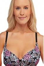 Breezies Sweetheart Neckline Molded Cup Comfort-Back T-Shirt Bra (34C, Peri Floral)