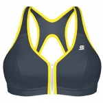 Shock Absorber Active Zipped Plunge Sports Bra (S00BW) 32D/Grey/Yellow