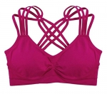 Anemone Strappy Criss-cross Back Comfort Sports Bra with Removable Pads (O/S, Berry)