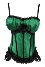 Sue Shop Women's Lovely Lolita Lace Edge Sling Design Waist Trainer Corset, Green