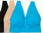 2X - Rhonda Shear Comfort Support Ahh Bra 3-pack Set with Removable Pads - black, nude, blue