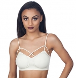 Anemone Front Criss-Cross Bra Top WY9314 - IVORY, ONE SIZE