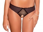 Rene Rofe Women's Crotchless Frills Panty, Black, Small/Medium