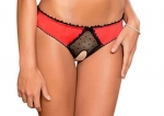 Rene Rofe Women's Crotchless Frills Panty, Red, Small/Medium