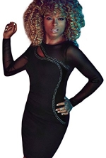 PEGGYNCO Womens Black Sheer Long Sleeves Chain Swirl Mini Dress Size M