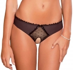 Rene Rofe Women's Crotchless Frills Panty, Black, Medium/Large