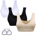 DAS Leben Women Sports Bra Workout and Gym Seamless Racerback Yoga Bra Pack of 3 (M, Black, white, beige)