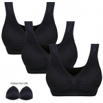 DAS Leben Women Sports Bra Workout and Gym Seamless Racerback Yoga Bra Pack of 3 (L, 3*black)