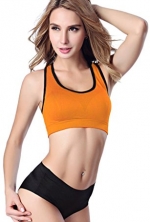PEGGYNCO Womens Orange Breathable Non Underwire Sports Bra Size M