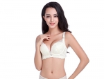 KOMTOP new Lady sexy Bud silk bra full cup underwear bra body sculpting underwear (32A, White )