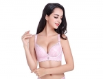 KOMTOP new Lady sexy Bud silk bra full cup underwear bra body sculpting underwear (32A, Pink)