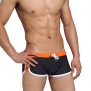 Mens Swimwear Sexy Sport Shorts Tie Rope Swim Trunks (Black Orange Size M)
