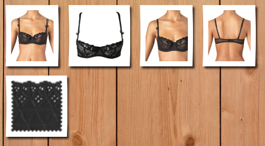 Aubade ga15-bl- fleurs de pommier 3/4 cup balconette bra color: black size: